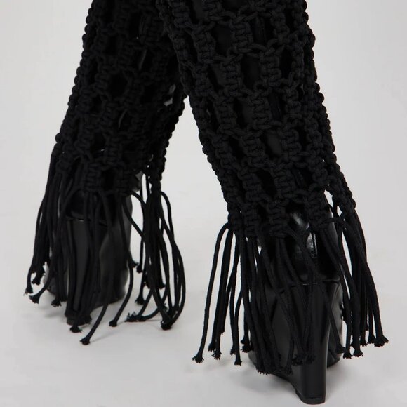 Crochet Wedge Open Toe Heeled Boots Size 8.5 - Picture 3 of 6